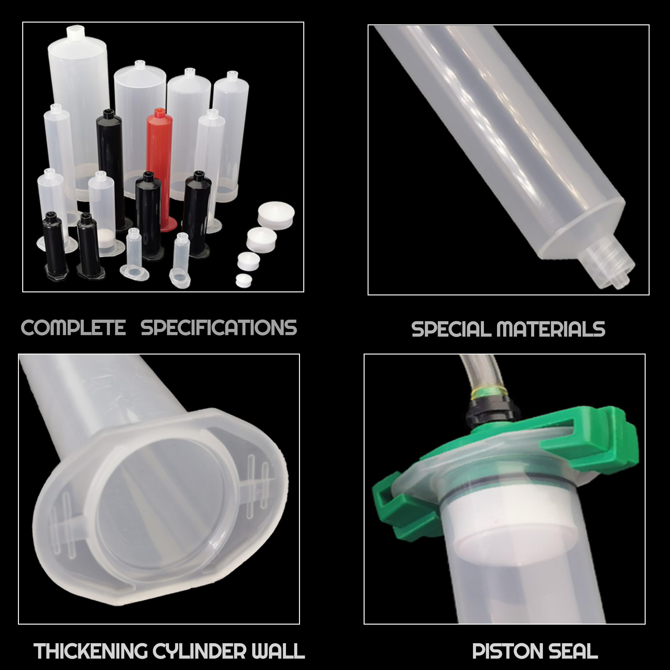10 x Verteilerrohr, Klebstoff-Flüssigkeitskartuschen-Dosierspritze, 10 cc Kunststoff-Spritze, mit Kolben, transparent (transparent, 10 cc, 10 Stück)