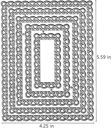 Miniatura 2 de 5 troqueles de corte de marco rectangular de encaje, marco de fondo cuadrado de encaje, troqueles, plantillas de metal en relieve para tarjetas,