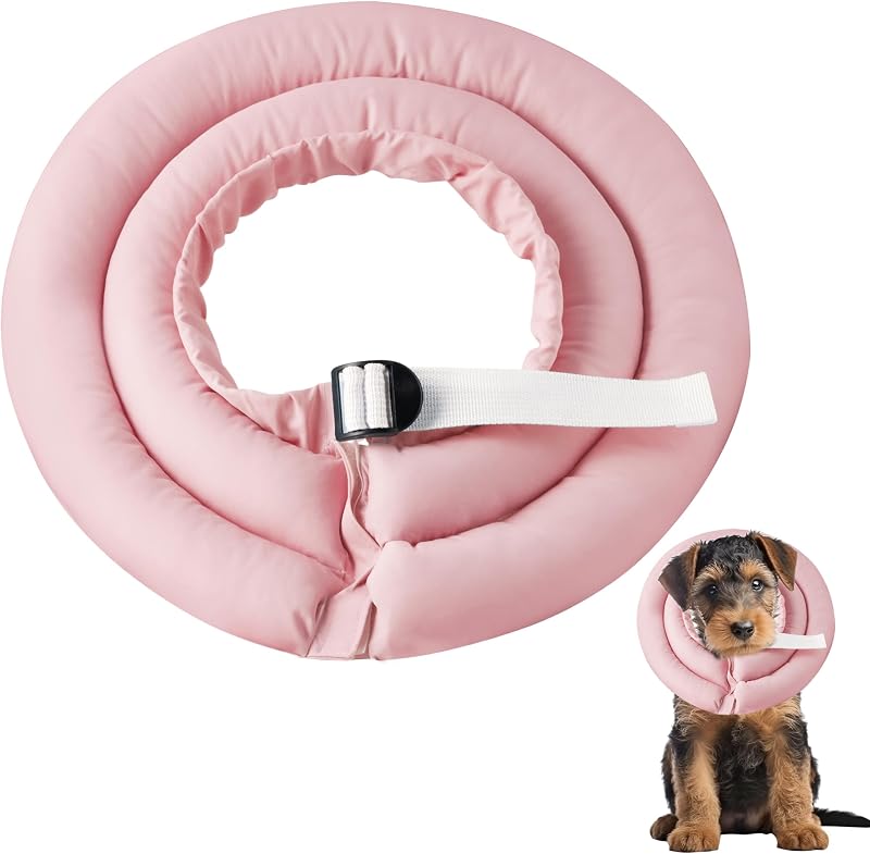 Colar Cone de Recuperação para Cães Pequenos GQIRIL, Impermeável e Ajustável, Rosa, Tamanho S