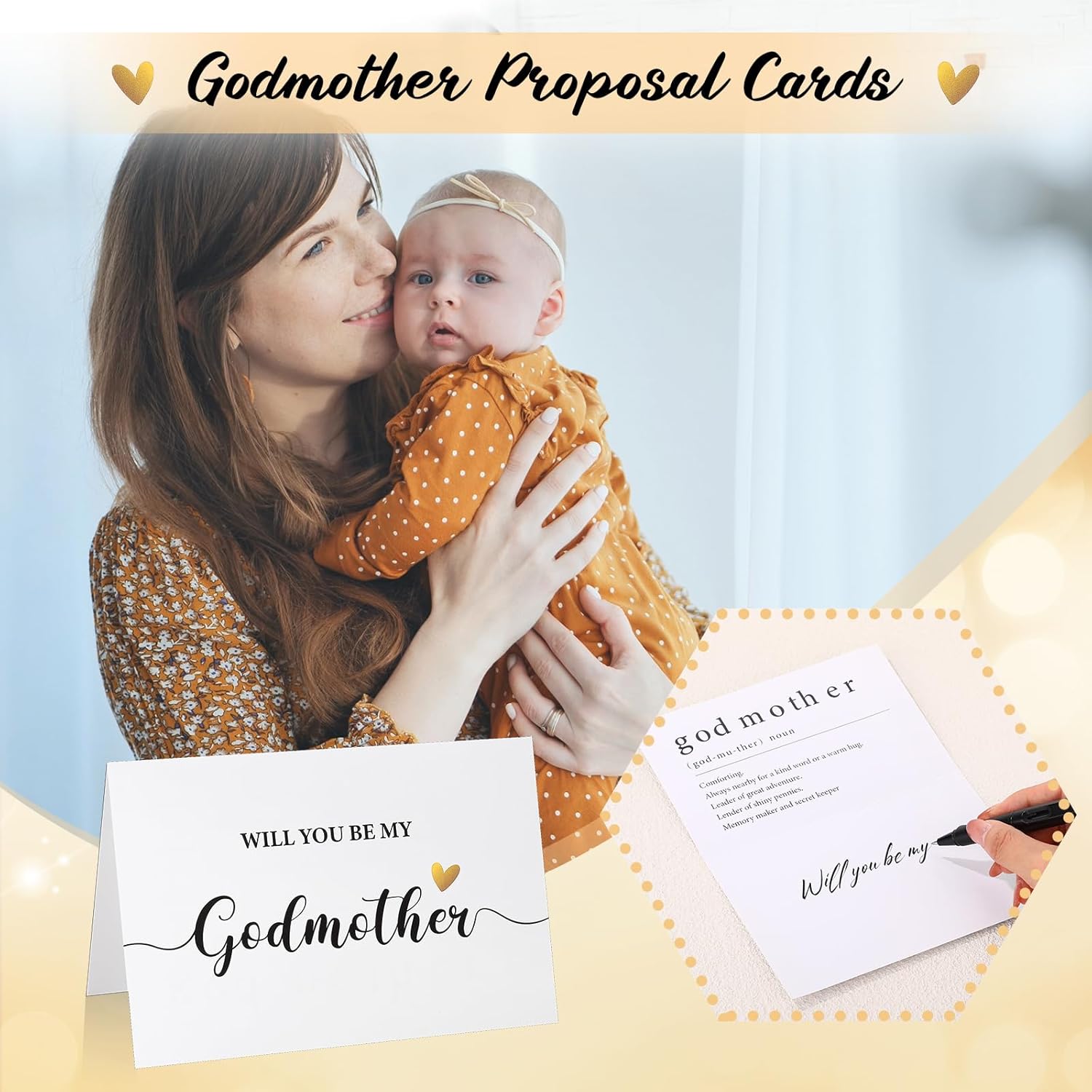 6 Pcs Godmother Proposal Gift Will You Be My Godmother Gift Set with Glass Scented Candle Bath Bomb Keychain Card Box Set for God Mother Auntie from Godchild Baptism Easter(Elegant Style) - Image 6