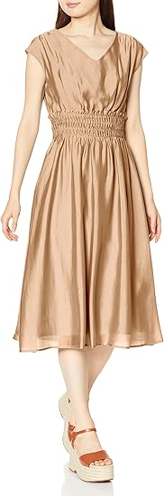 Amazon Co Jp マーキュリーデュオ ワンピース ﾃﾞｻﾞｲﾝｼｬｰﾘﾝｸﾞﾜﾝﾋﾟｰｽ レディース ベージュ 日本 F Free サイズ 服 ファッション小物