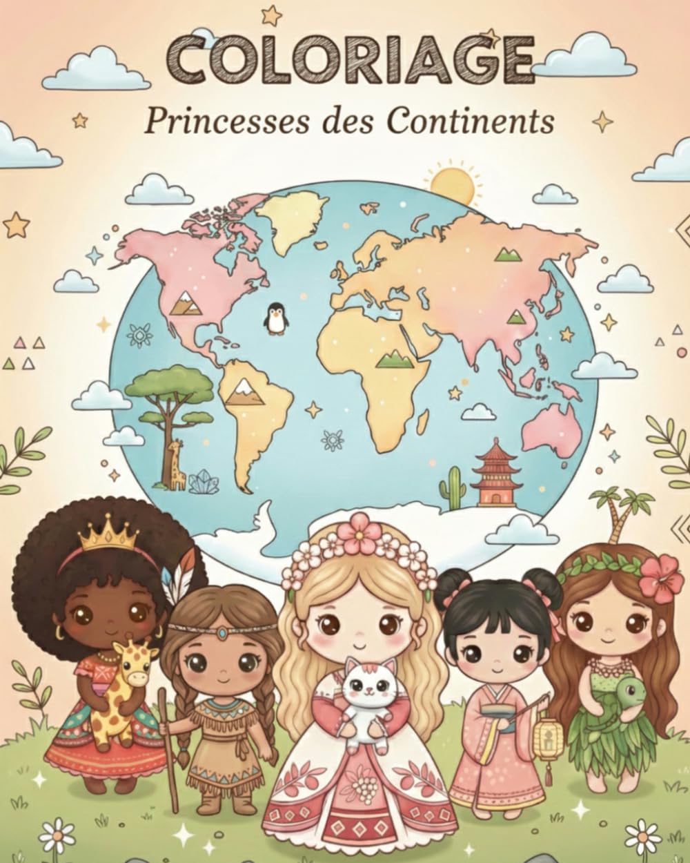 COLORIAGE : Les Princesses des continents