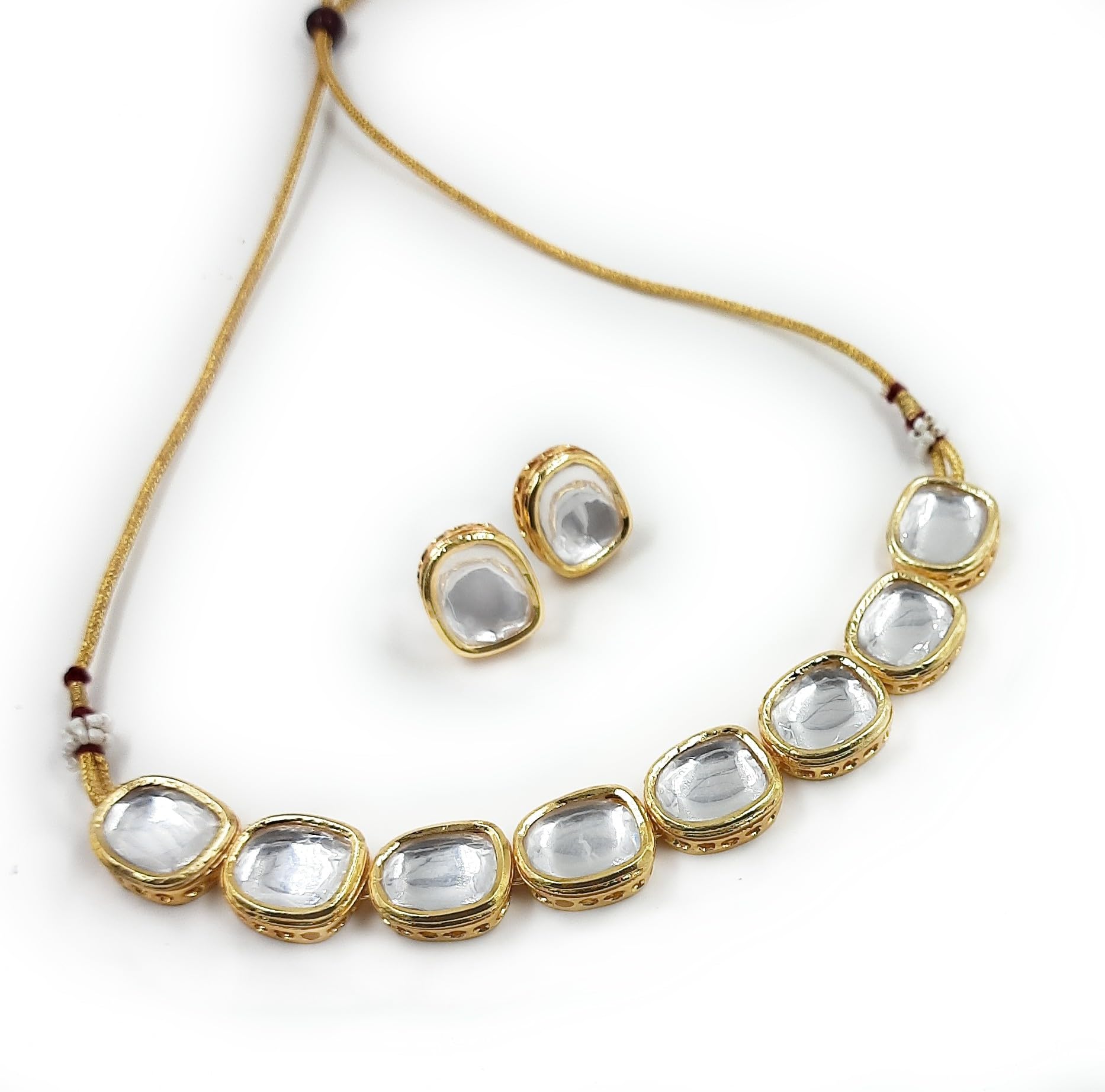 Uncut Kundan Womens Earring & Necklace Set Gold White (B0D3LN68KS) Amazon Price History, Amazon Price Tracker