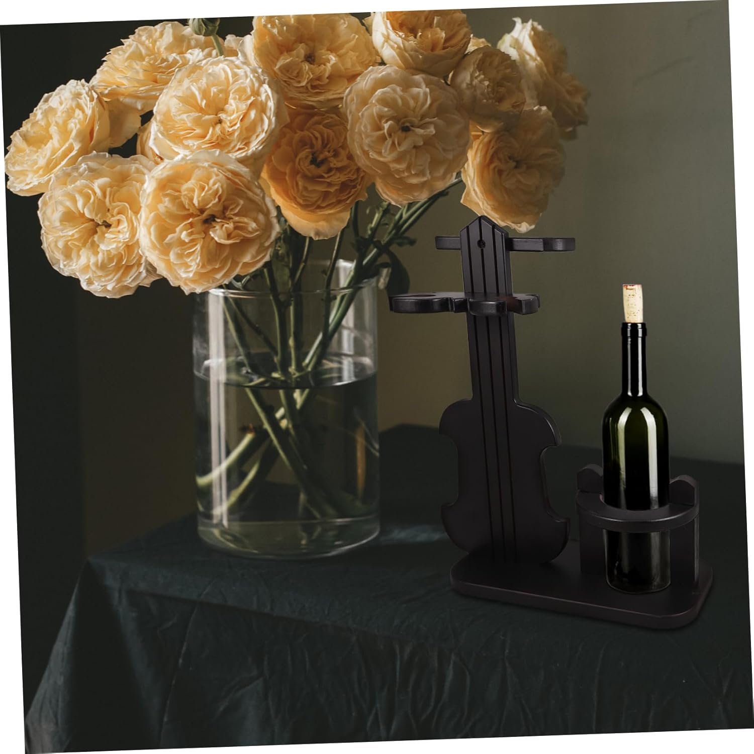 Garneck Wooden Wine Rack Violin Holder Wall Floor Mounted Storage for Home Bar Rustic Bottle Stand for Display