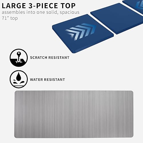 Vista 5 de VIVO DESK-TOP72-30G - Mesa universal de 71 x 30 pulgadas para marcos de escritorio estándar y sentados a pie, altura ajustable, color gris oscuro