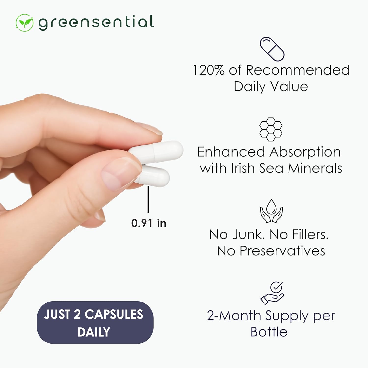 Greensential 5-in-1 Magnesium Complex 500mg | Glycinate, Malate, Citrate, Oxide & Aquamin® | Advanced Sleep, Muscle & Heart Support | Made in USA, Vegan, 120 Capsules