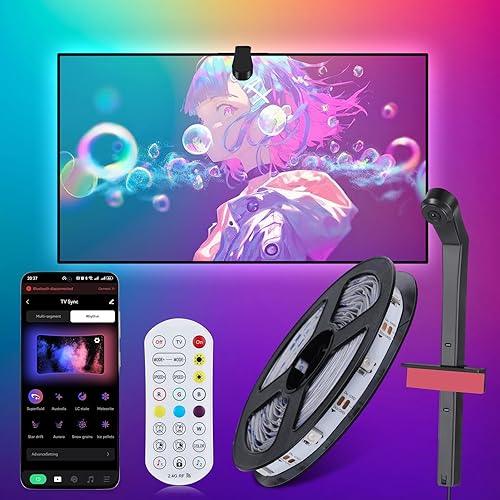 Diyife Retroiluminación LED de TV de 16.4 pies con sensores AR sincronizados con televisores de 65 a 75 pulgadas actualizada, tira de