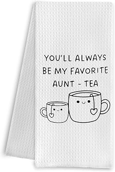Funny Aunt Auntie Kitchen Towels,Auntie Hand Towels,Aunt Waffle Weave Kitchen Dish Towels for Kitchen Bathroom,Favorite Aunt Tea Hand Towels,Aunts Gift from Niece Nephew,16x24 Inch