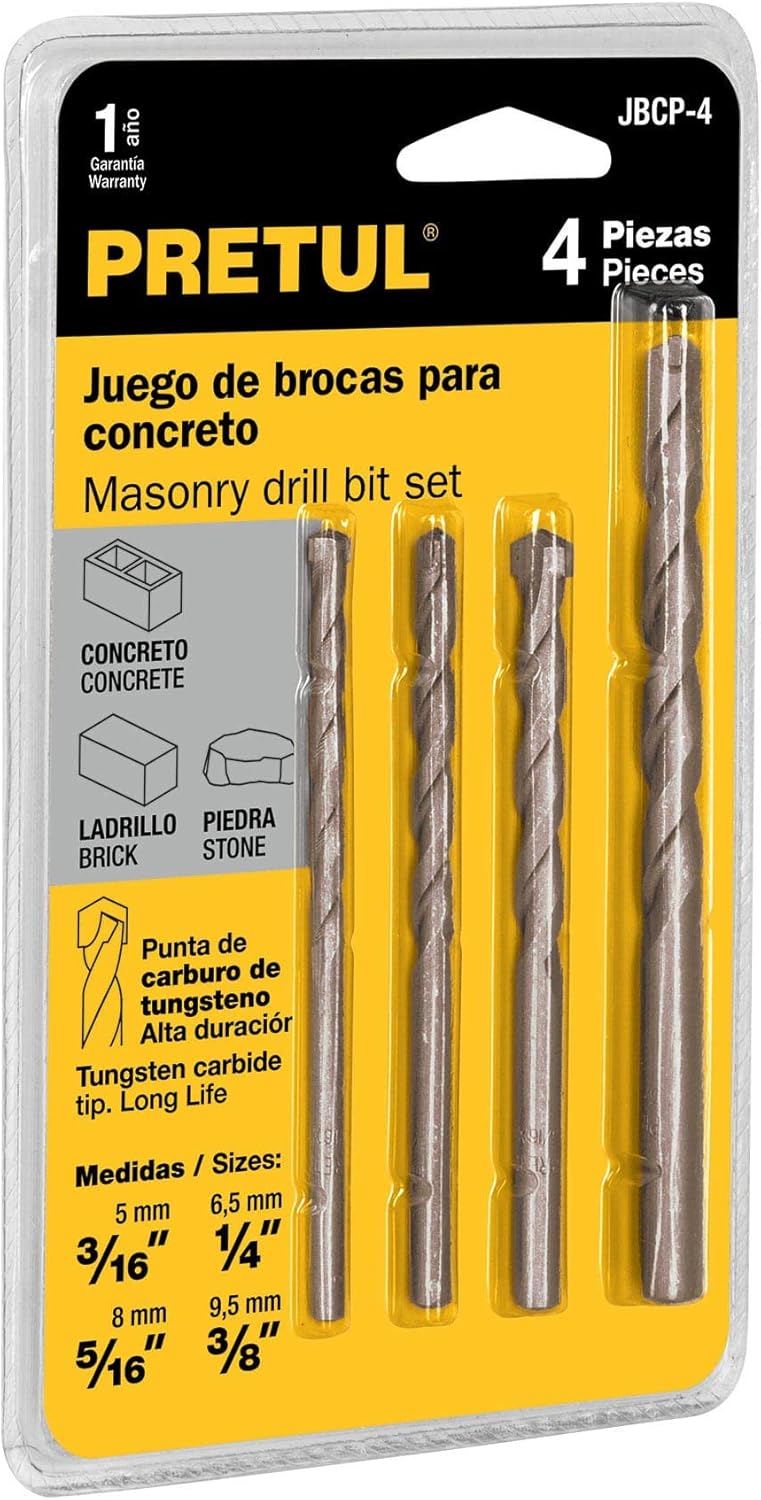 Concrete drill bit set, 4 pieces, Pretul