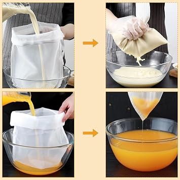 8 PCS Reusable Straining Bag, Nut Milk Bag, Cold Brew Coffee Cheese Cloths Strainer, Straining Cloth, for Nut Milk, Soy Milk, Grape Juice, Jelly,Food Straining(20 * 30cm)