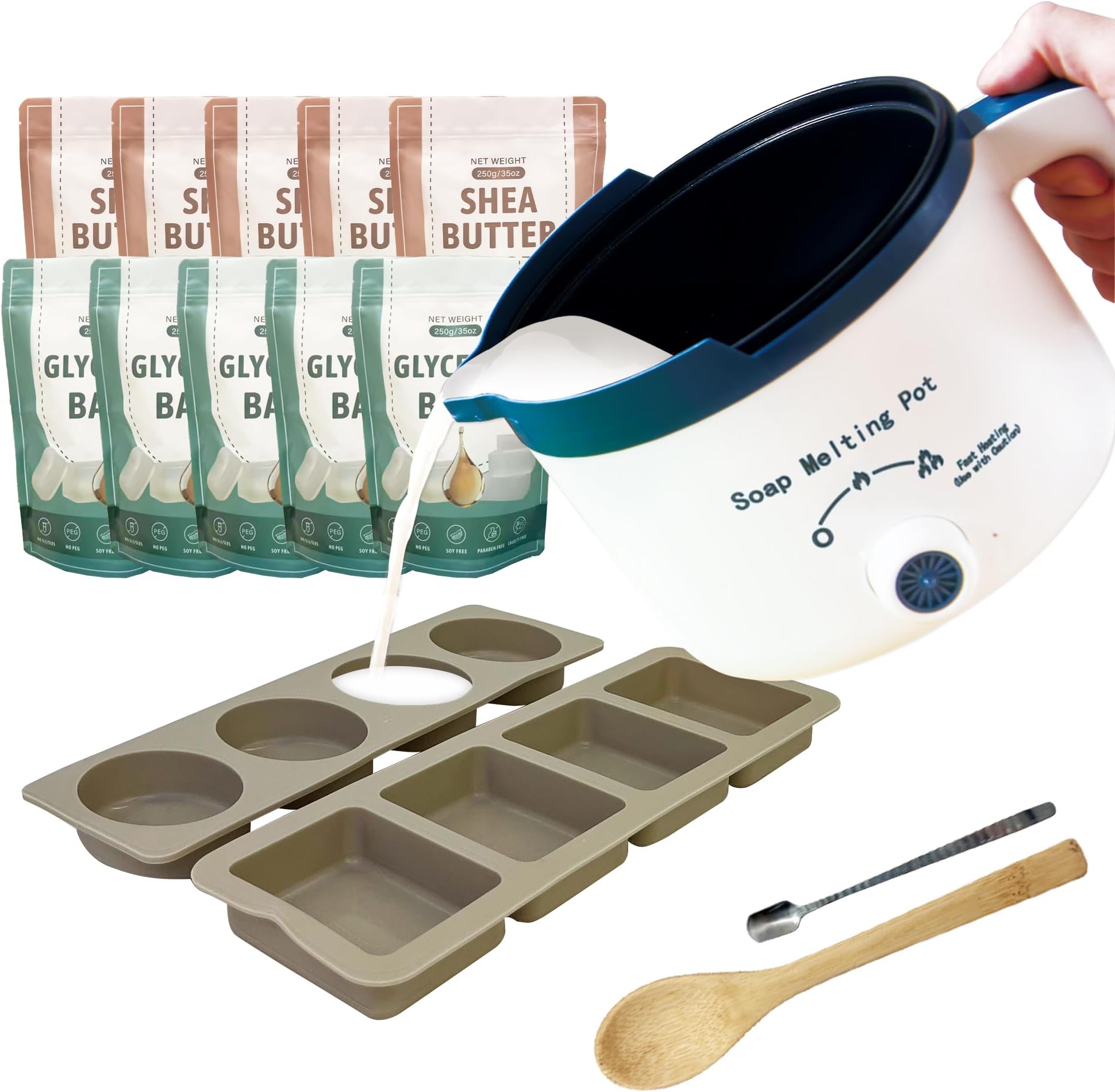 Soap Melter for Soap Making, DIY Soap Melting Pot for DIY Soap Making Set, Adults and Children (Soap Melter + Soap Base Set)