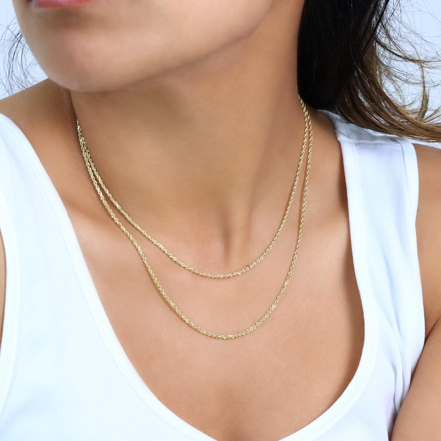 Nuragold 14K Real Yellow Gold Rope Diamond Cut Chain Necklace 16"-30" (1.5mm-10mm) Italian Jewelry for Men & Women