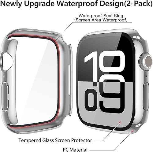Miniatura 123 de Misxi [Paquete de 2] - Funda impermeable con botón para Apple Watch Series 6, SE, Series 5, Series 4 de 40 mm, funda protectora anticaídas de 1