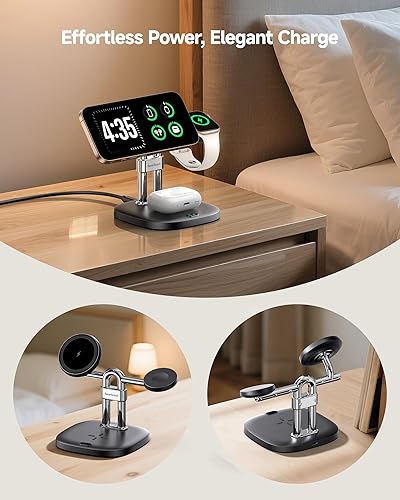 Miniatura 7 de Soporte de cargador inalámbrico 3 en 1 para MagSafe, SwanScout 712M, estación de carga inalámbrica magnética para dispositivos Apple, base de carga