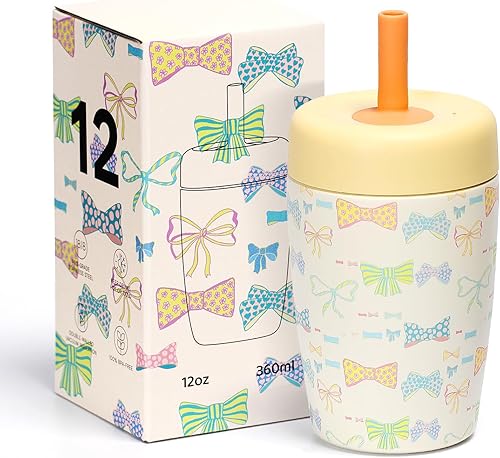 Vaso de acero inoxidable con pajilla, vaso de 12 onzas líquidas a prueba de fugas, botella de agua reutilizable de doble pared, taza térmica de