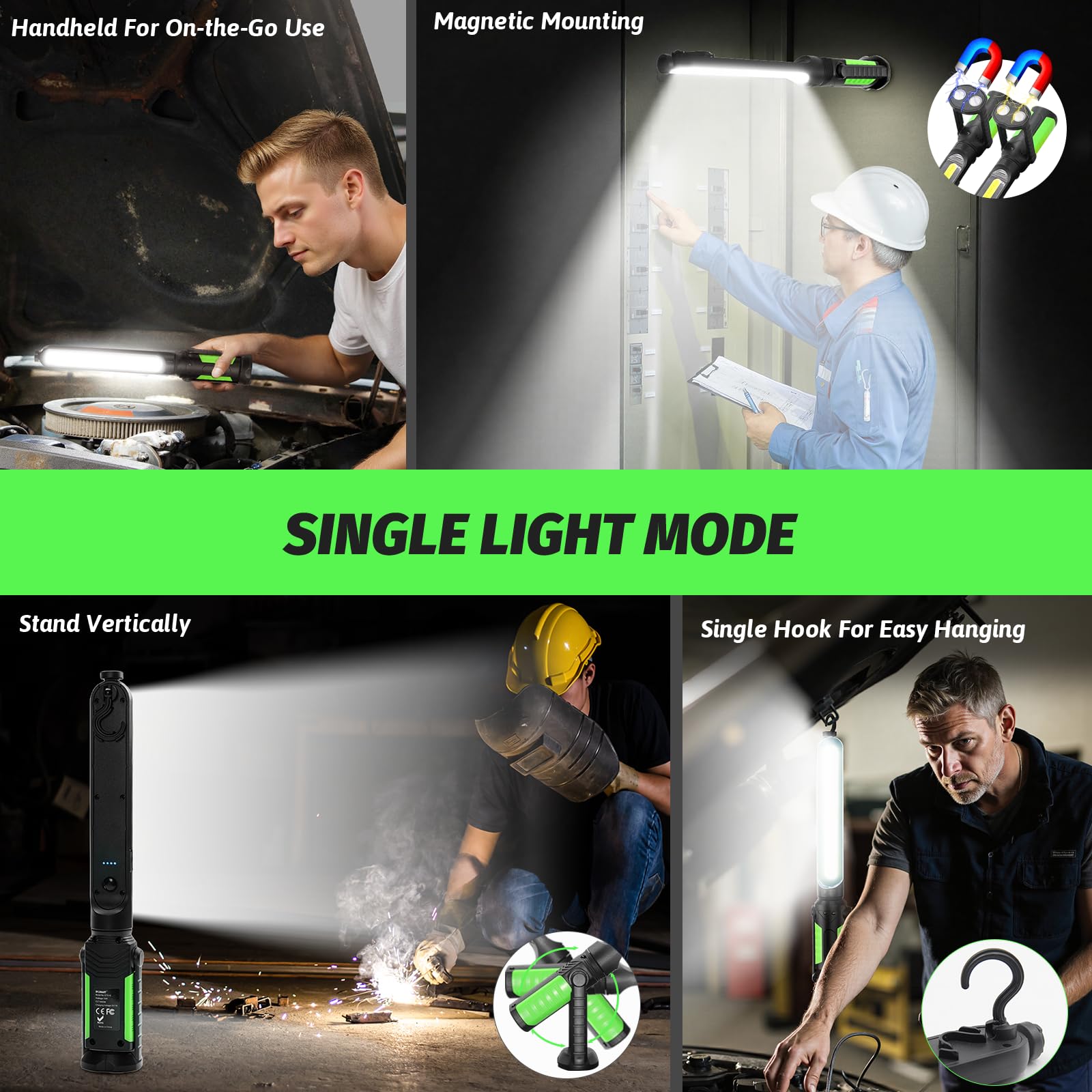Wiederaufladbare magnetische Arbeitslichtleiste mit Sensormodus, Einzel- oder Doppelnutzung LED-Unterhaubenlicht, tragbares schnurloses Falllicht für Autoreparatur, Inspektion, Werkstatt