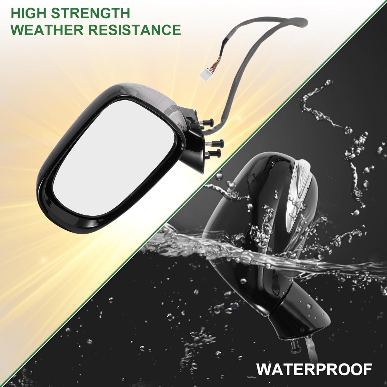 Motoforti 11 Pins Left Driver Side Door Mirror Replacement for Lexus ES350 2010-2012 Side View Mirror Assembly Electric Heating Manual Bright Black No.LX1320135