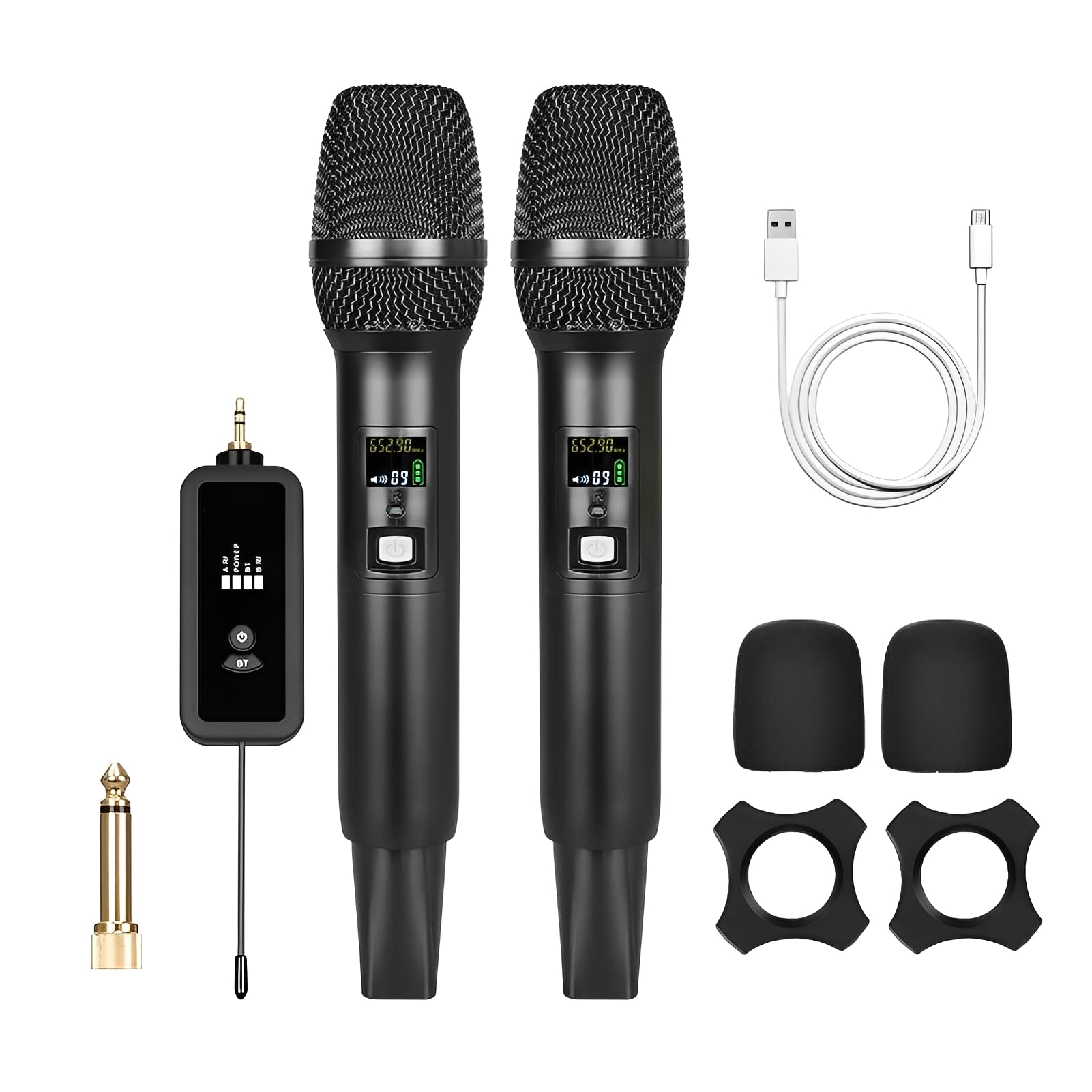 LICAEVEY Duales Kabelloses Handmikrofonsystem mit Wiederaufladbarem Empfänger, Bluetooth-Karaoke-Mikrofon-Set für Gesang, Live-Stream, Meetings