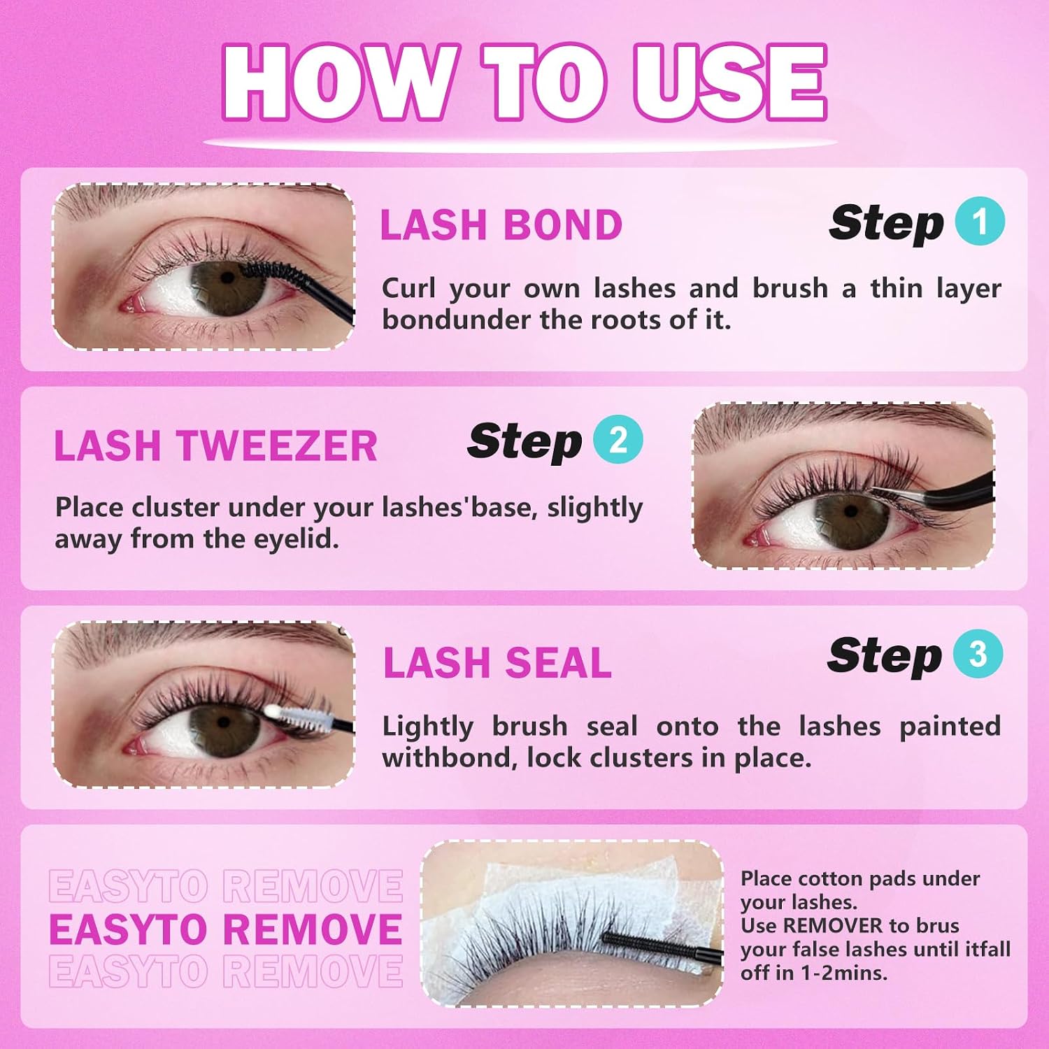 Lash Clusters Kit 280PCS DIY Fluffy Lash Extension Kit 8-16mm D Curl Wispy Lashes Individual with Waterproof Lash Bond and Seal,Tweezers and Remover At-Home Use
