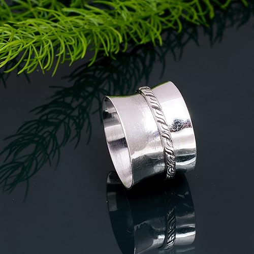 Miniatura 157 de Veracity Jewelry Sterling Silver Fidget Ring Spinner Ring Anxiety Relieving Rings For Unisex Meditation Thumb Worry Healing Birthday Promise Band