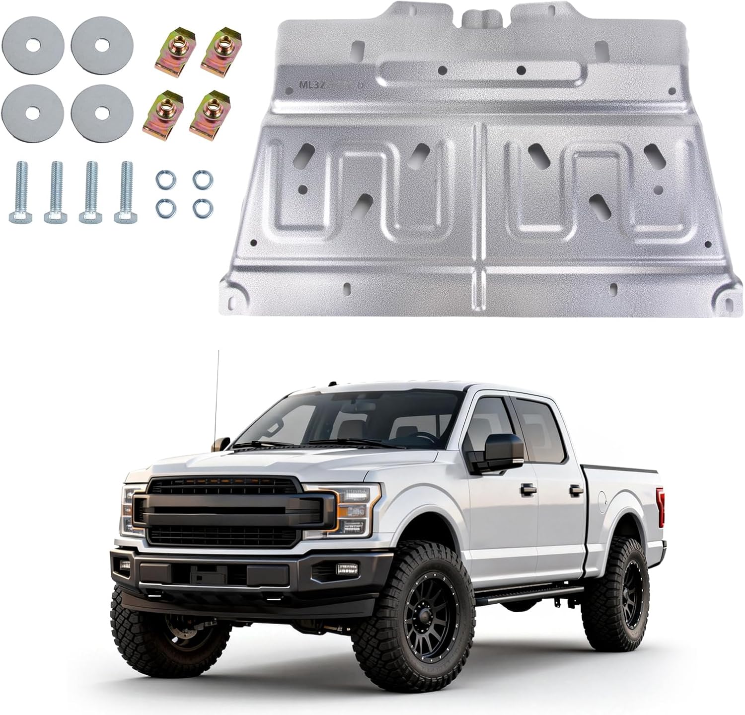 ML3Z-7222-D Engine Splash Shield Under Diaper Car Engine Shield Cover for 2015-2020 F150 Ford (Not Fit Raptor Model & Not Fit 3.0L Diesel)