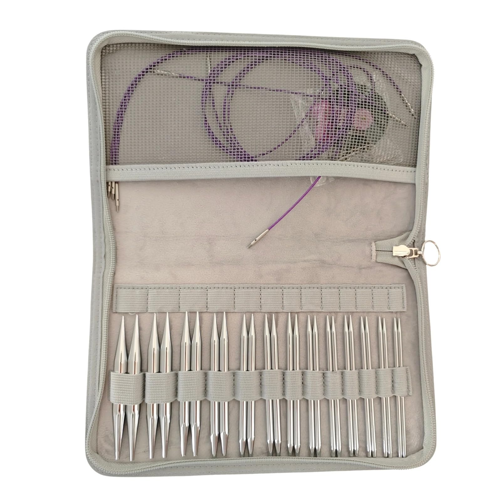 Juego de 13 pares de agujas circulares de tejer circulares extraíbles, juego de agujas de tejer intercambiables de aluminio, agujas de tejer para tejer
