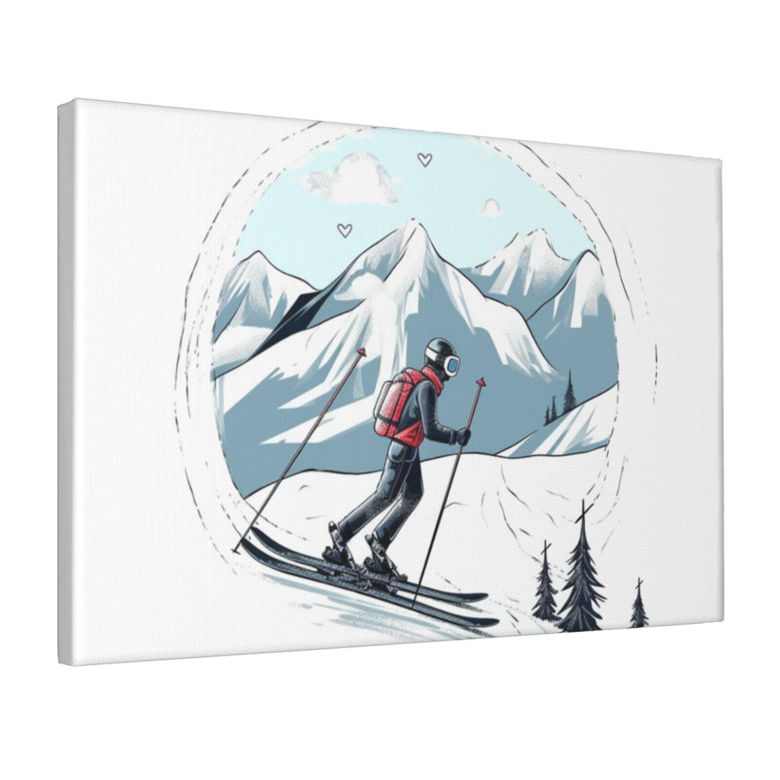 Framed Wall Art for Living Room Art Work, Skiing Theme Picture Prints Modern Office Wall Paintings Poster Aesthetic Wall Decorations for Home Decor Ready To Hang 8"x12"