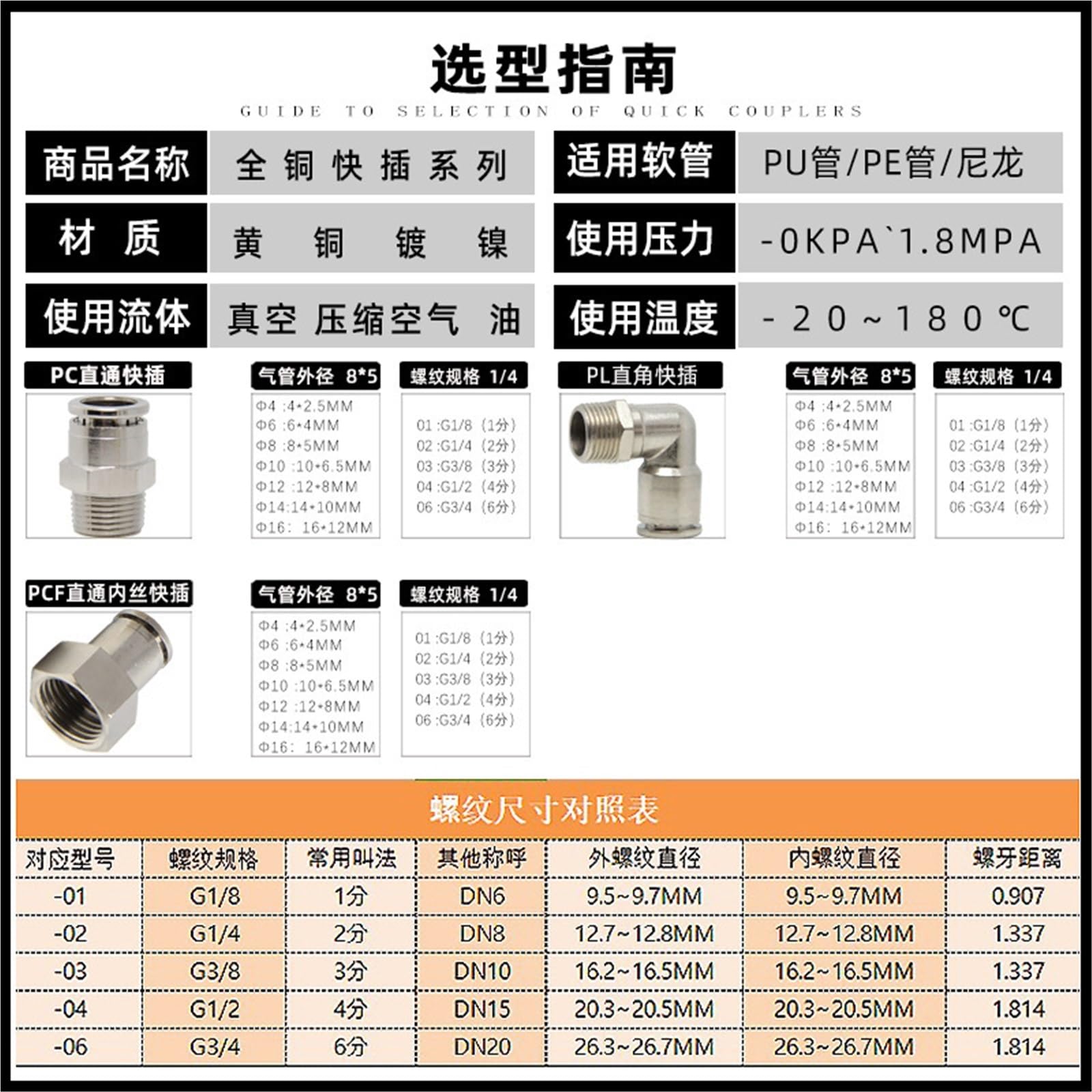 Pneumatico Metallo Tappi Rapidi Giunto Dritto Filo Esterno PC8-02 Ad Angolo Retto PL12-04 Interno PCF16-04 1 Pz(PL12-03)