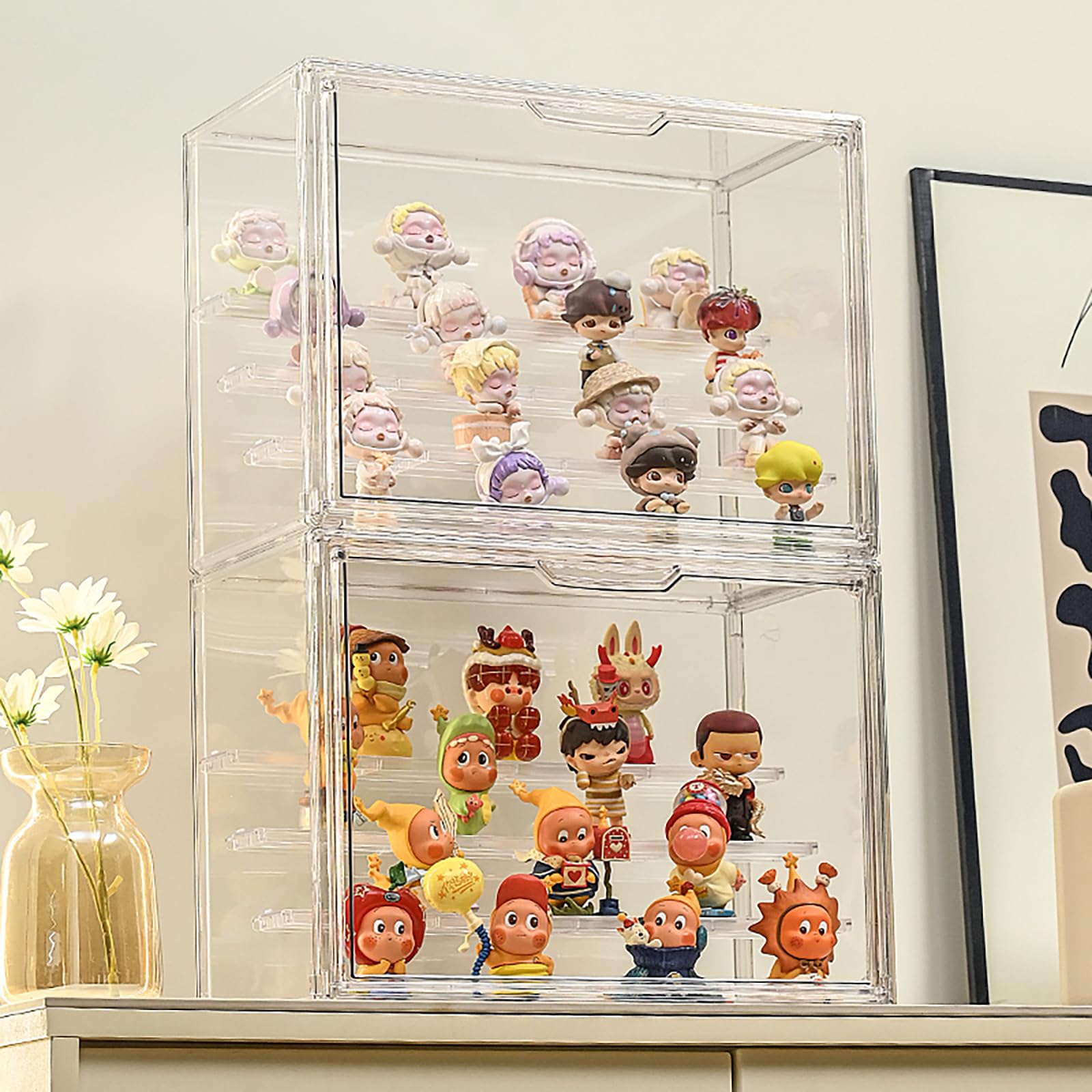 Vitrine pour Collection en Acrylique,Boîte de Présentation Transparent,Anti-poussière Vitrine Exposition Figurine avec Porte Magnétique,pour Figurines,modèles et Collections