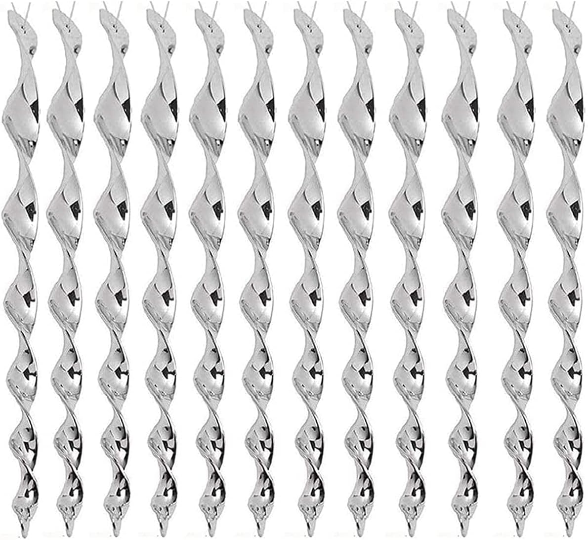 12PCS Reflective Bird Deterrent Rods, 30cm Hanging Bird Repellents Deterrent Birds, Bird Repellent Device Reflective Silver Wind Spiral to Keep Bird Away From Your House Window Garden