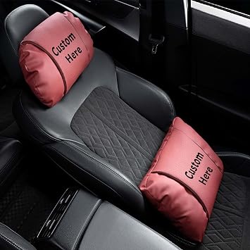 Personalized Leather Car Neck Pillow & Lumbar Cushion, Ergonomic Support for Head, Neck, and Back, Customizable Design for Car, Office, and Home Use, Travel Accessory
