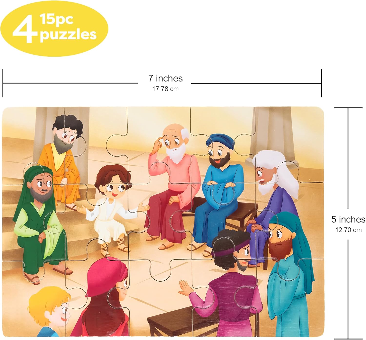 Bible Puzzles for Kids Ages 4-6 | 4-in-1 Puzzle in Box (15 pcs Each) | Christian Gifts for Kids | Christian Puzzles for Toddlers for Grandkids (New Testament B)