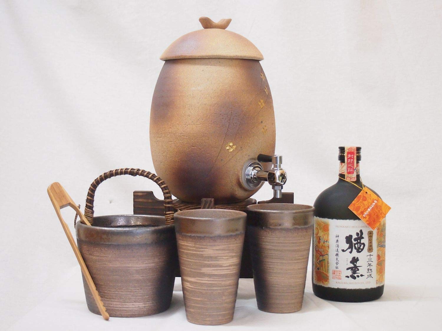 Amazon.co.jp: 信楽焼・明山窯 焼酎サーバー 火色金小紋 2200cc(滋賀