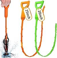 Beatifoyo Drain Snake Clog Remover - 25" & 20" Flexible Hair Removal Tool for Kitchen Sink, Bathroom Tub, Toilet, Sewer Drains (2-Pack)