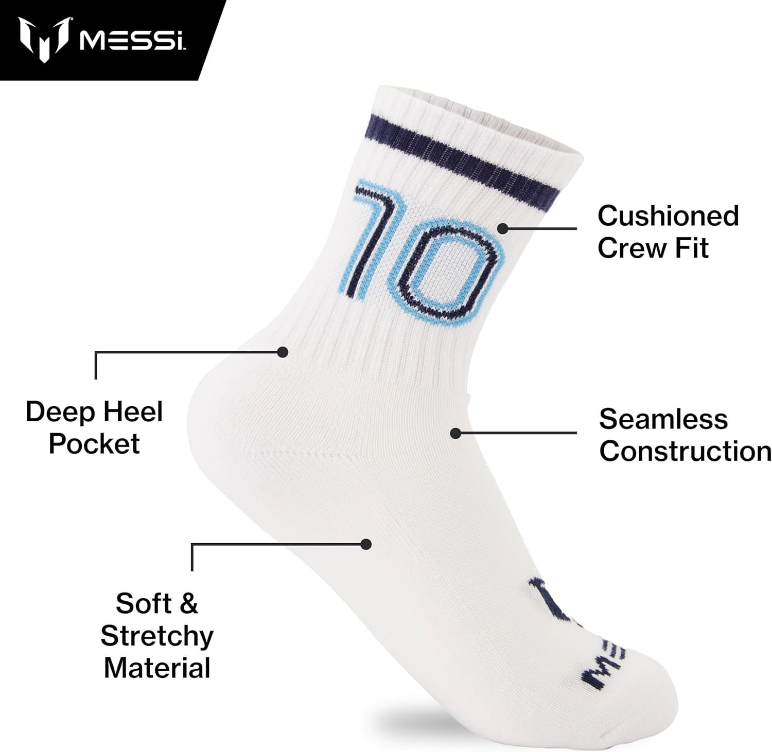 Messi Girls Lifestyle No-Show Socks, 6-Pack Kids Socks, Soft & Stretchy, Comfortable - Image 6