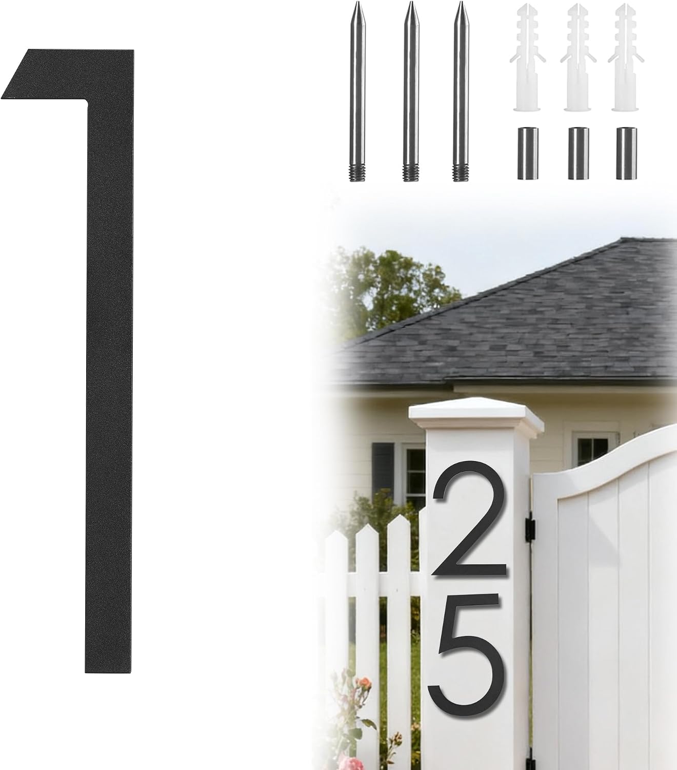10 Inch House Numbers For Outside Modern,Metal house Numbers for Outside,Large Black Address Numbers For House Outdoor Matte Black Floating Flush Mount Aluminum Home Address Numbers 1