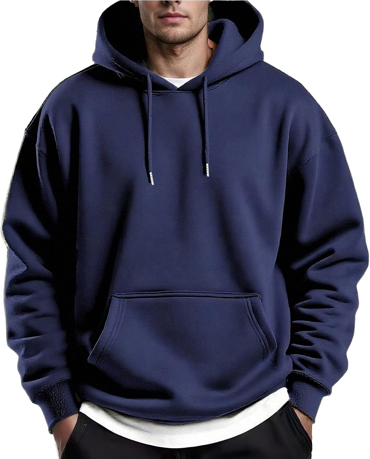 COOFANDY Men's Hoodies Pullover Fleece Lined Hoodie Casual Long Sleeve Drawstring Hooded Sweatshirts with Kanga Pocket