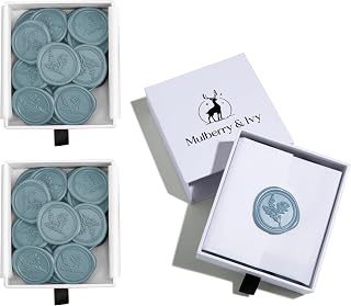 Wax Seal Stickers, 75 Pcs Premium Envelope Stickers, Premade Envelope Seals, Self Adhesive Wax Seals for Wedding Invitations, Wedding Accessories, Gift Wrapping, Crafts (Dusty Blue)