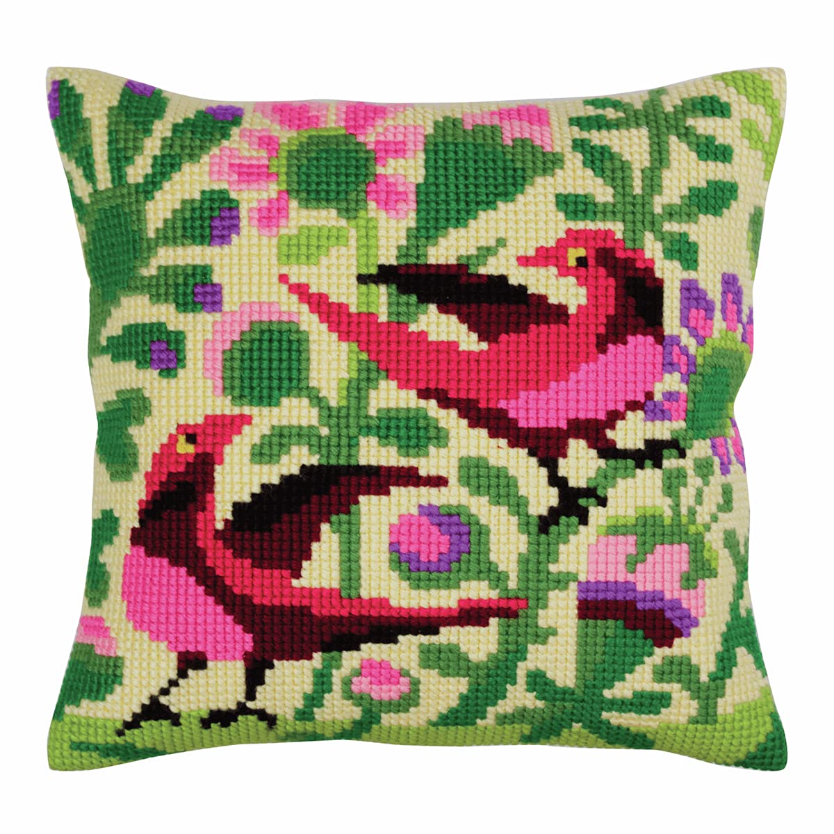 Collection D'art Multicoloured Cross Stitch Cushion, Cotton, 40X40cm