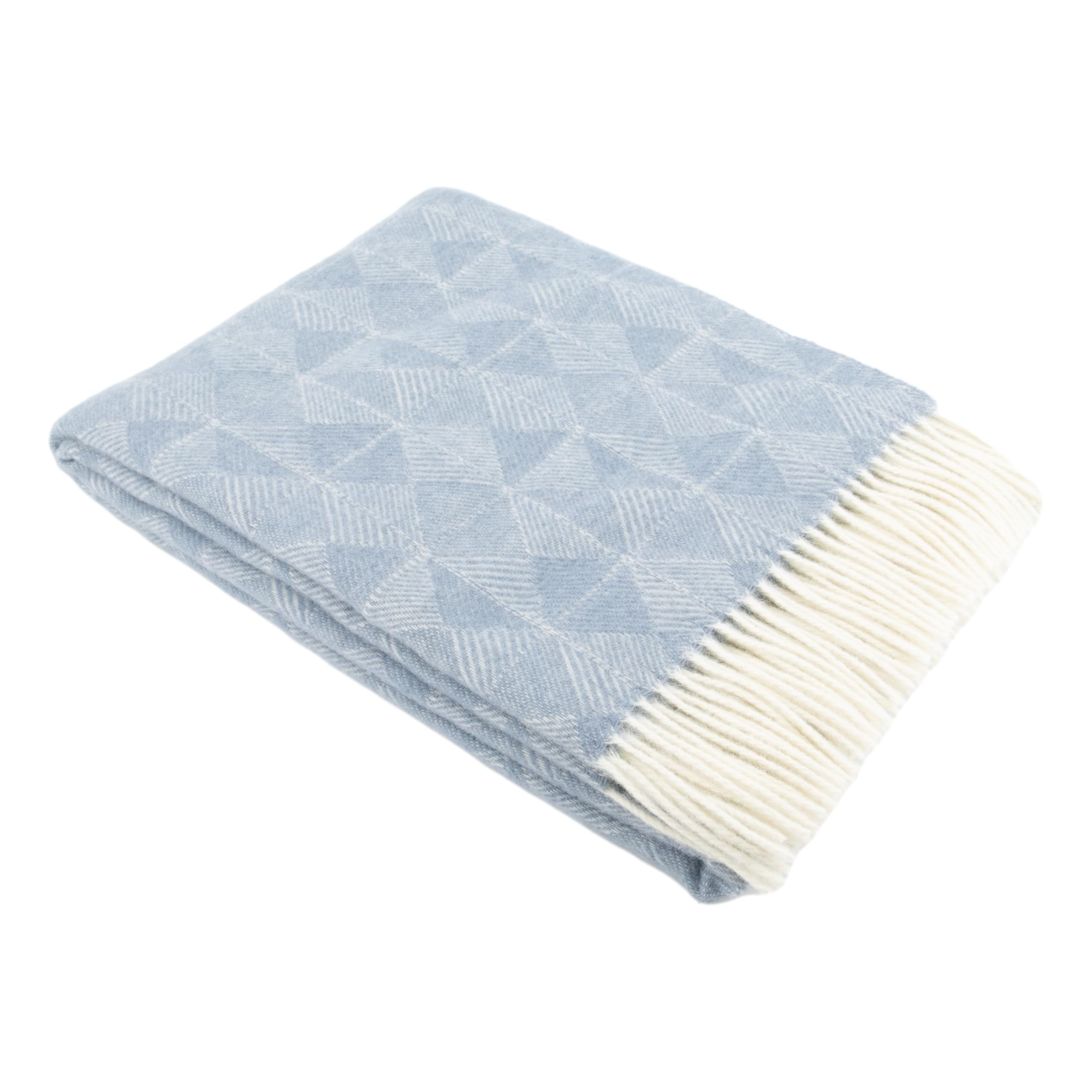 Simply Sheepskin Diamond Pattern Blue Wool Blanket - Wool Blanket - Jacquard Woven - New Zealand Wool Throw 140X200 Cm