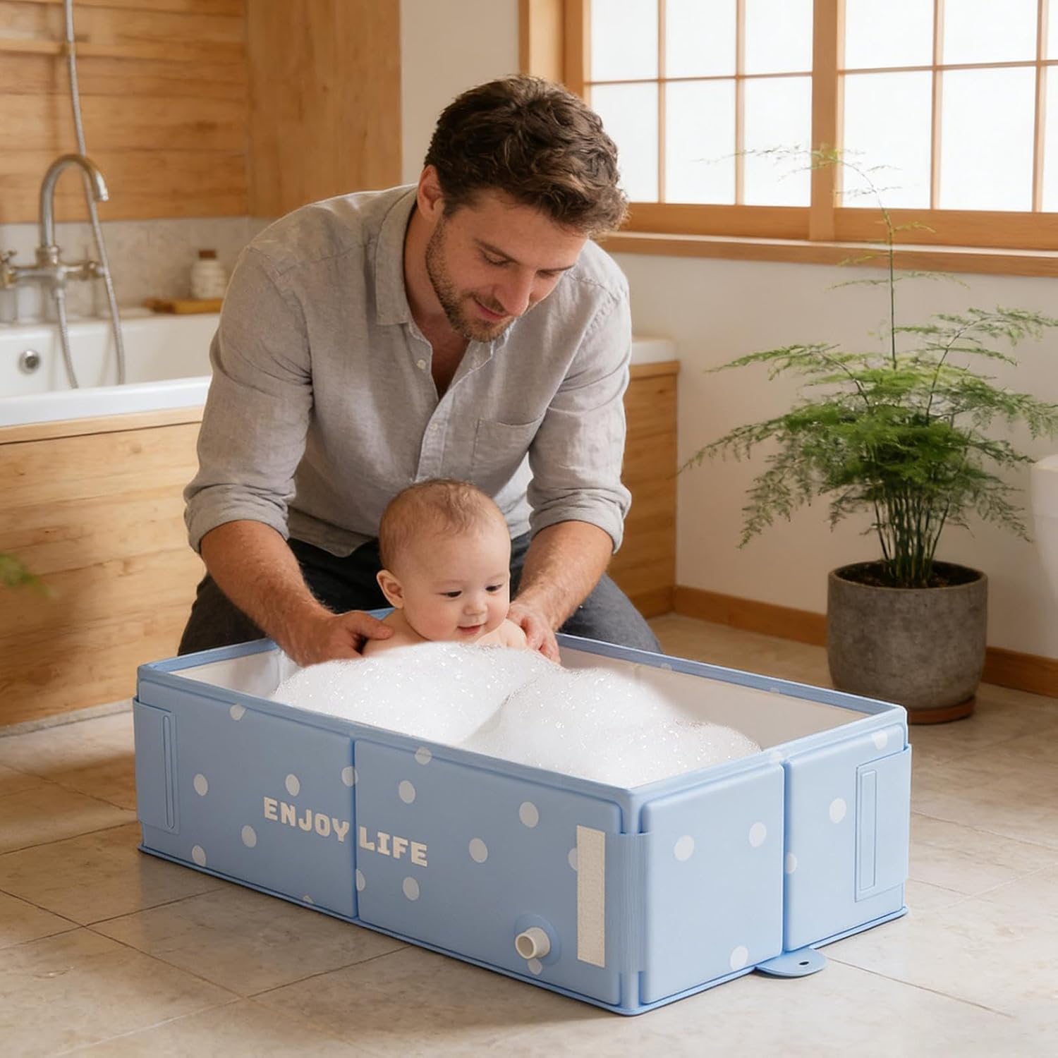 Portable Bathtub for Kids - Folding Water Basin for Easy Bathing, No Assembly Required Shower Tub with Lightweight Durable Design, Kids Bathtub for Travel Camping Beach Soaking Outdoor Hotel Use