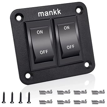 mankk On-Off Switch 12V 20A 4 Pins DPST Rocker Switch Panel RV Light Switch for RV Trailers Camper Boats KCD2-7-201-B2-DZ