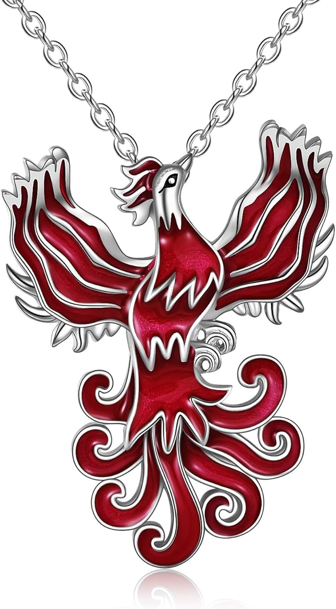 POPLYKE Phoenix Necklace Gifts for Women Sterling Silver Phoenix Rising Bird Pendant