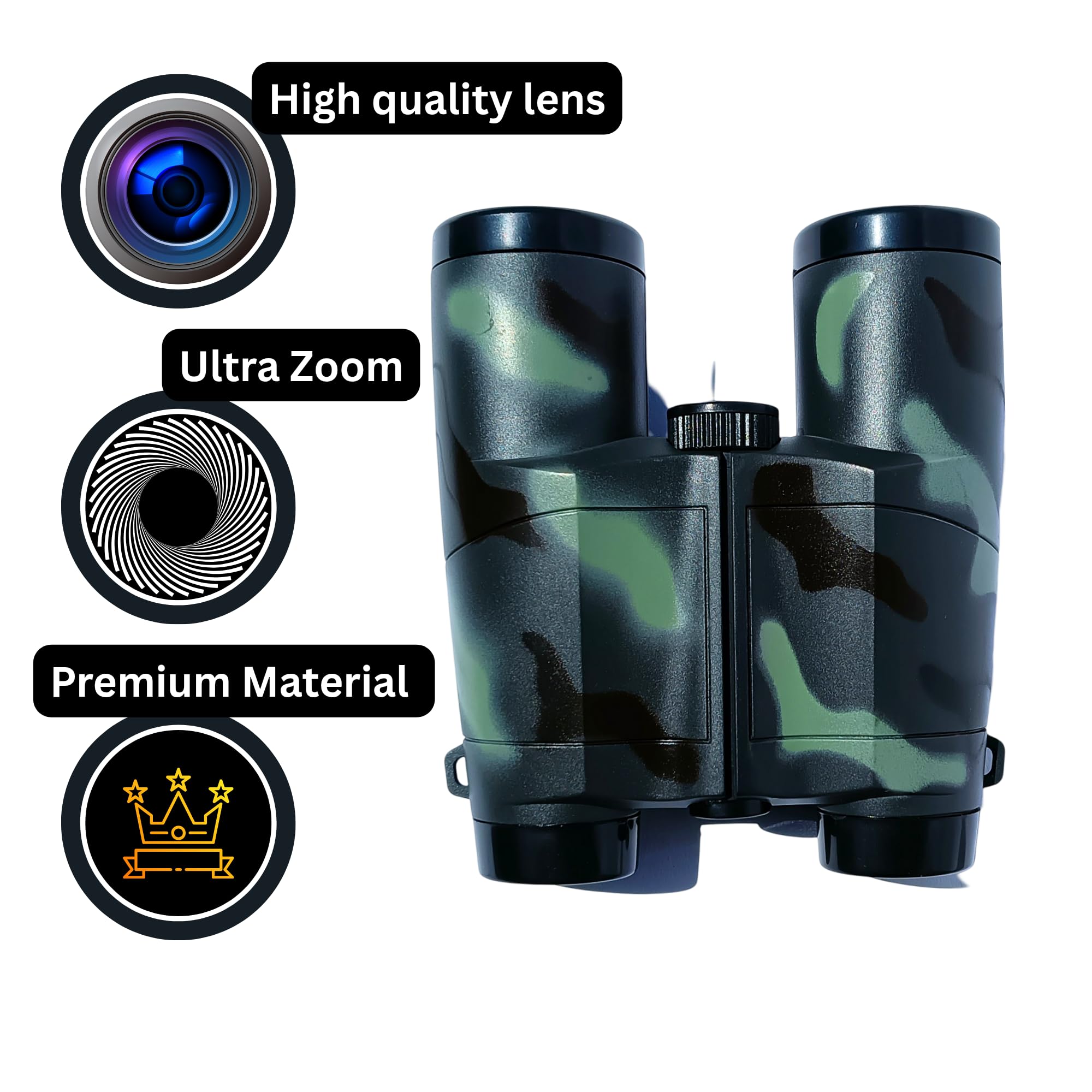 Vortex Army Style Portable Binoculars Toy with Ultra ZOOMING FUNCTIONALITY BINOCULRS with Neck String | Binoculars Toy for Kids to Exploring Outdoor Adventure. - Image 2 thumbnail