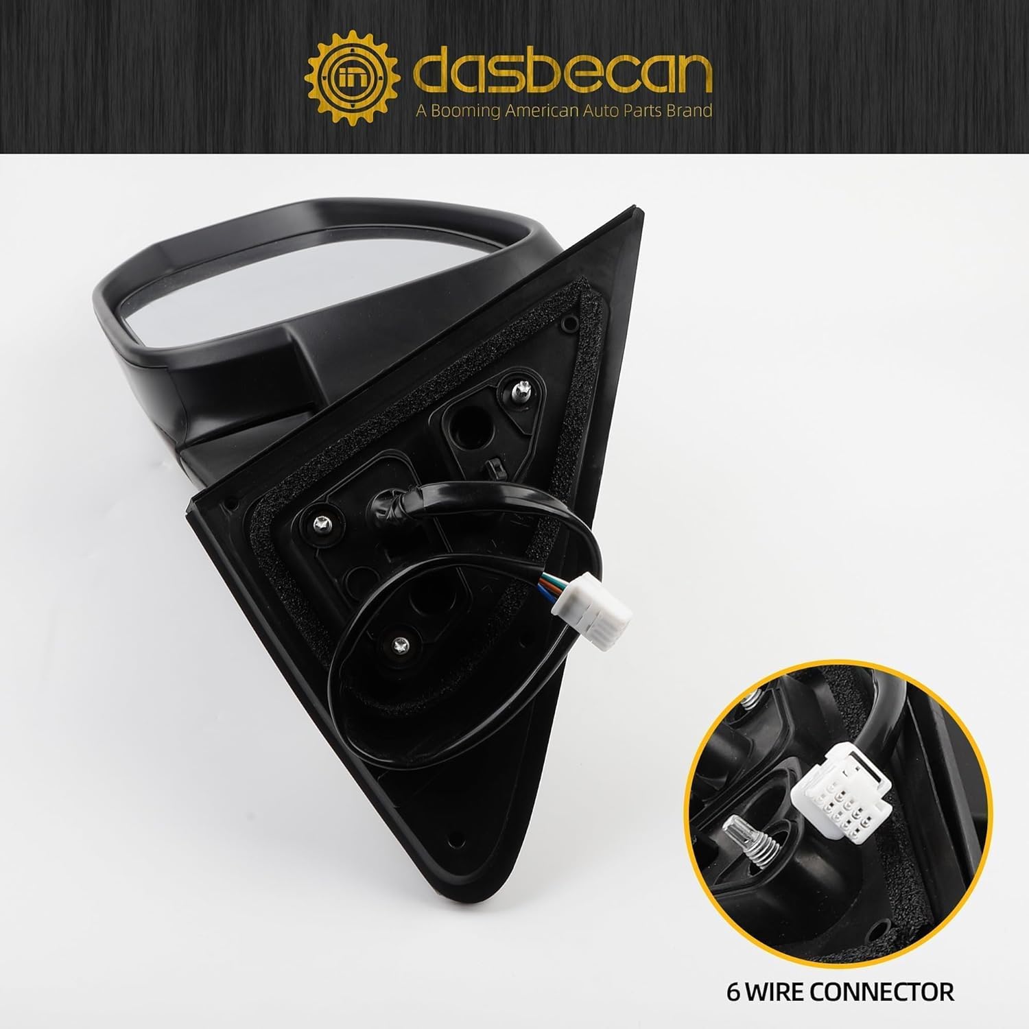 Dasbecan Left Driver Side Mirror Compatible with 2014-2019 Toyota Highlander Heated Power Adjustable Glass Manual Fold Turn Signal Light Painted White 6 PINS Replaces# 87940-0E130 TO1320317 (W/o BSD)