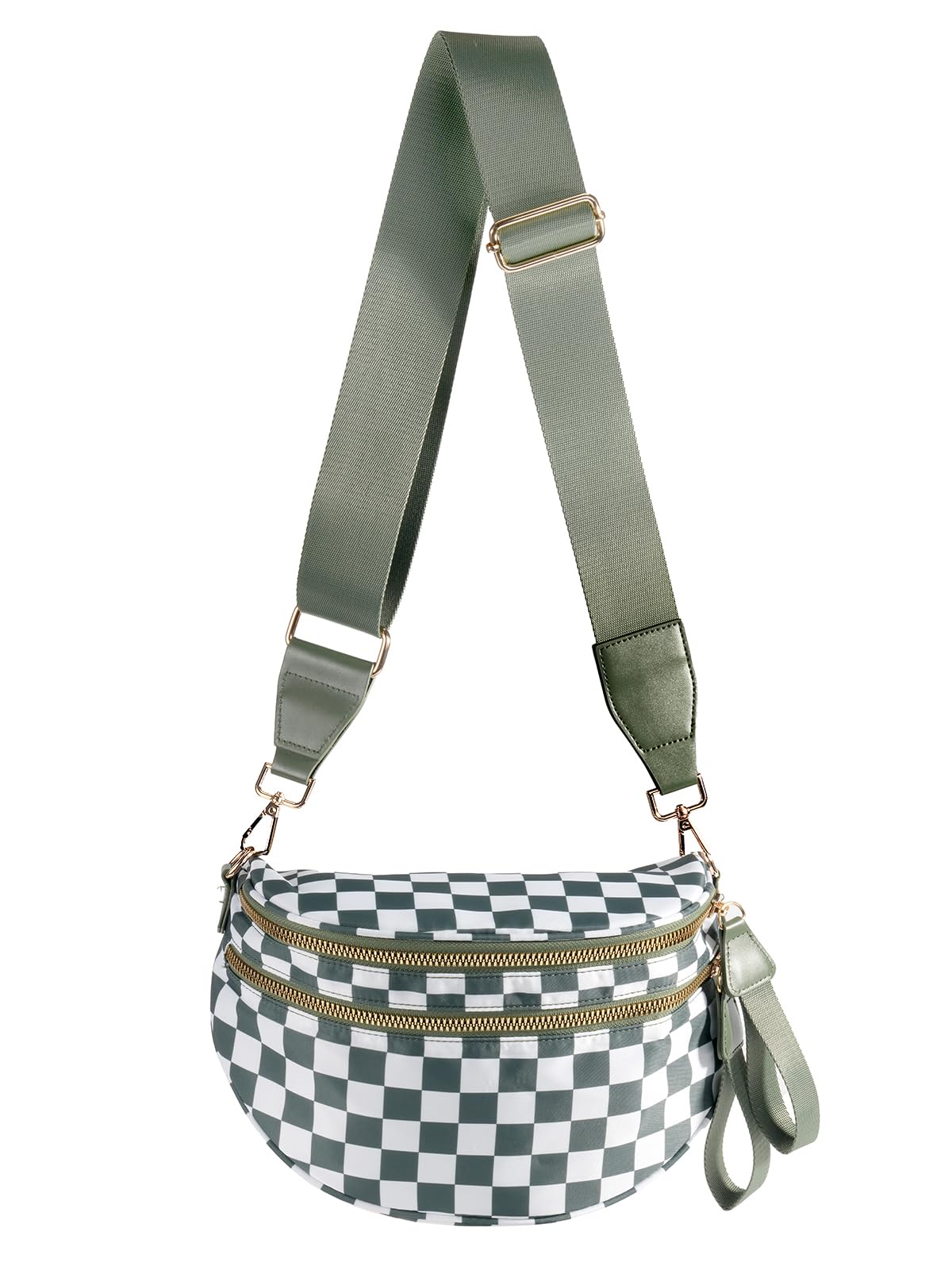 Black and White Checkered Crossbody Bag Bum Bag for Women,Spacious Checkered Purse Fanny Packs Belt Bag