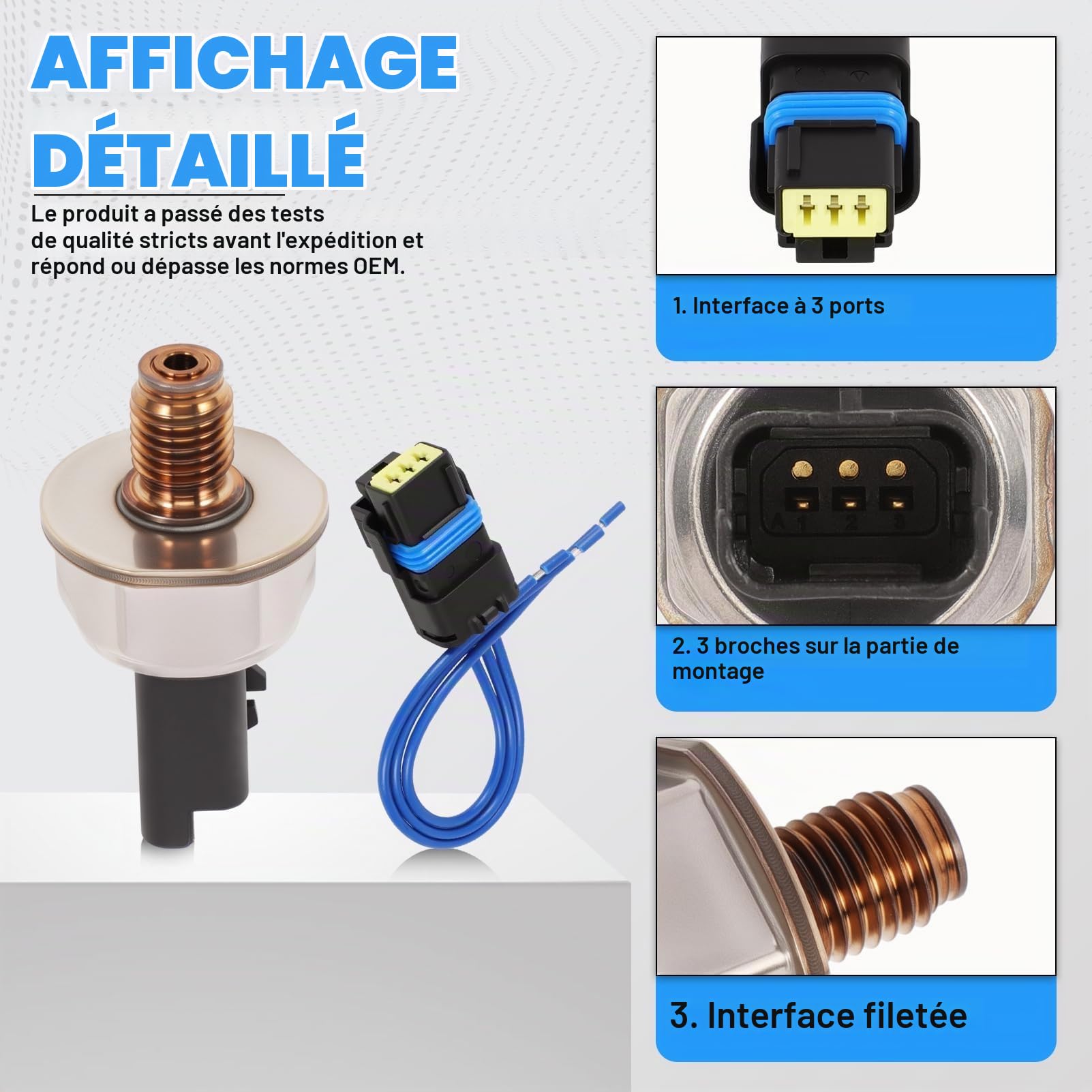 Capteur de pression de carburant avec faisceau de câbles pour 207, 207, 307, 308, 407 pour C2, C3, C4, C4 Picasso, C5, Focus II C-Max Mondeo III pour Megane II Qashqai I 1570K1 55PP0203