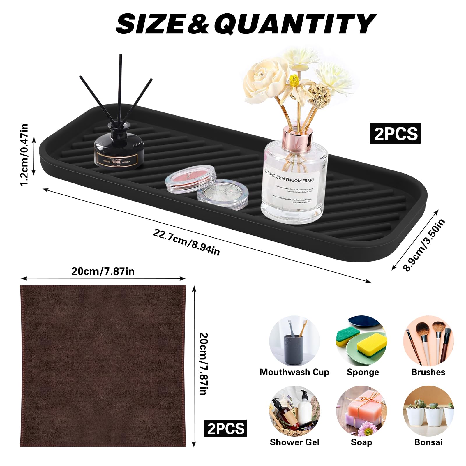 TAIHOBO 2PCS Silicone Kitchen Sink Organiser, Silicone Kitchen Tray Soap Tray - Image 2