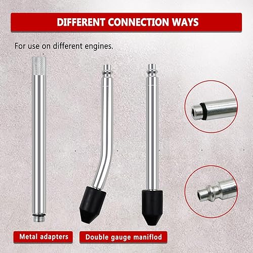 Miniatura 5 de Kit de probador de fugas de cilindro, medidor de presión de motor automotriz Conjunto de herramientas de detección de fugas de prueba de compresión