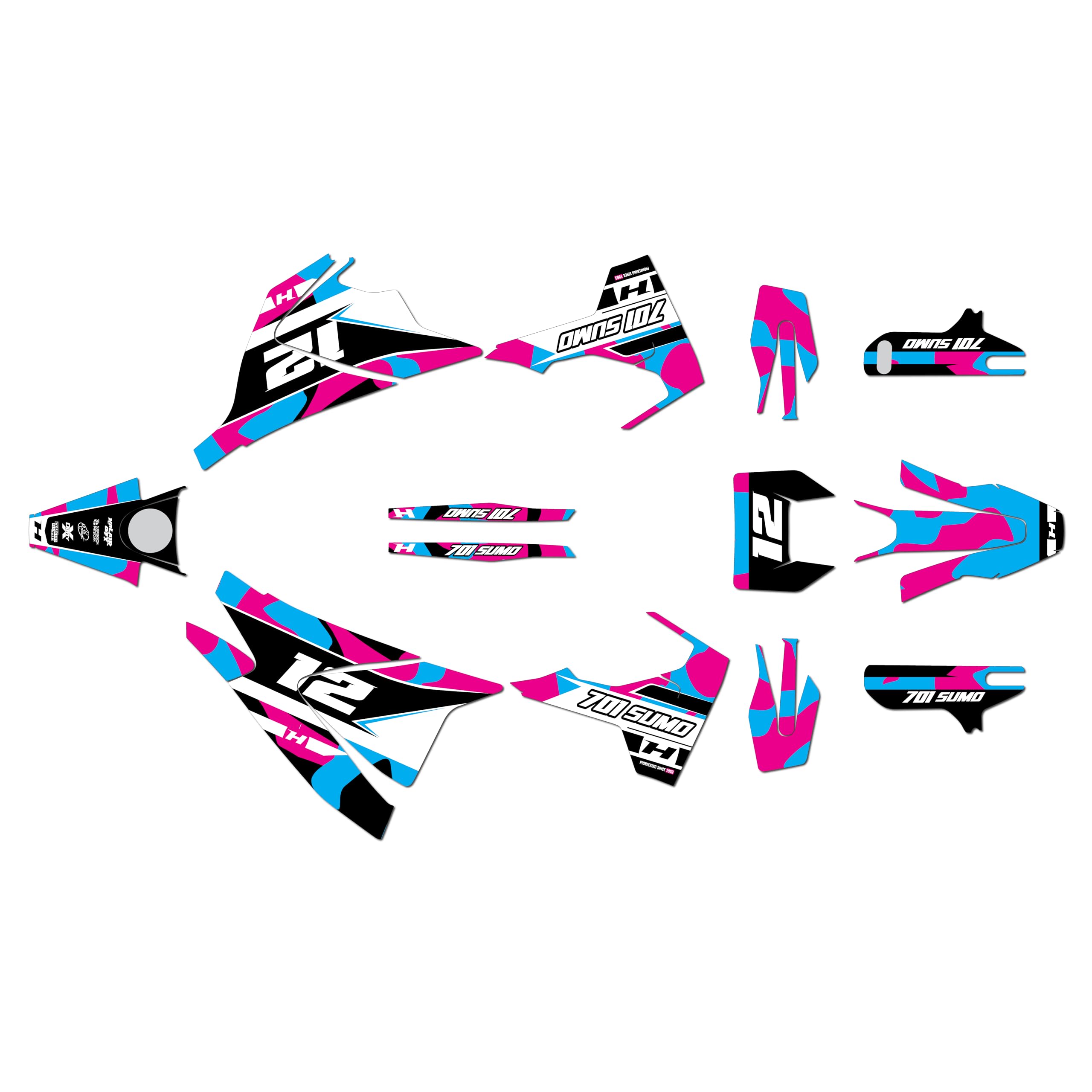 Kit de gráficos para Husqvarna 701 SUPERMOTO (2016-2023) Shades Series Magenta 16 Mil – Kit de calcomanías gráficas personalizadas para motos de cross, sin plásticos